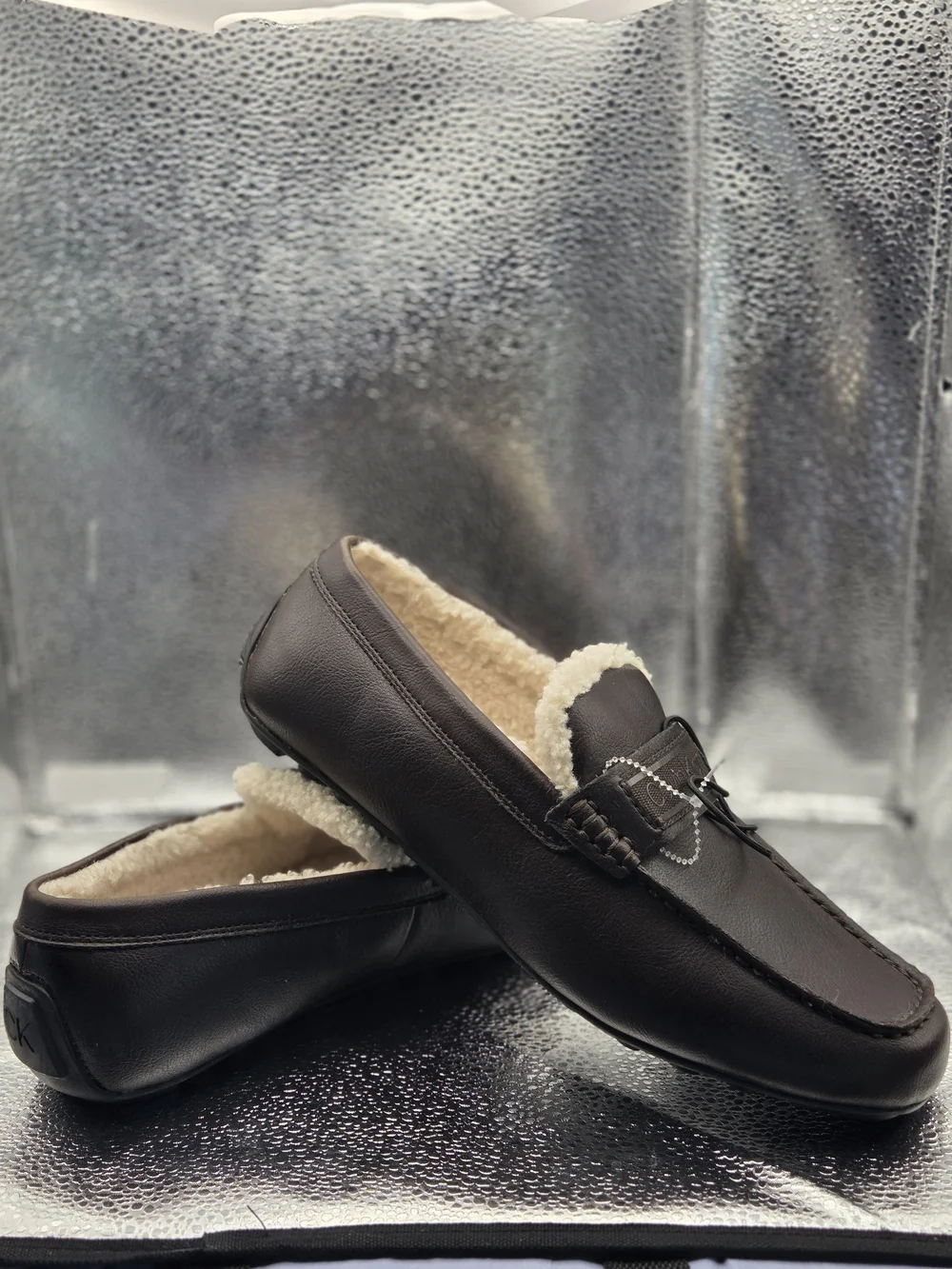Calvin Klein Men’s Brown Leather Slip-On Moccasin